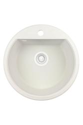GraniteMy Bremen pia redonda de granito 43 cm branca, de montagem superior e inferior, com furo para torneira e plug automático branco 1208971850