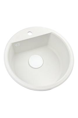 GraniteMy Bremen pia redonda de granito 43 cm branca, de montagem superior e inferior, com furo para torneira e plug automático branco 1208971850