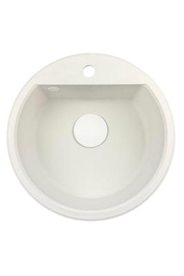 GraniteMy Bremen pia redonda de granito 43 cm branca, de montagem superior e inferior, com furo para torneira e plug automático branco 1208971850