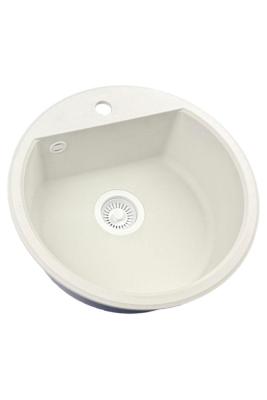 GraniteMy Bremen pia redonda de granito 43 cm branca, de montagem superior e inferior, com furo para torneira e plug automático branco 1208971850