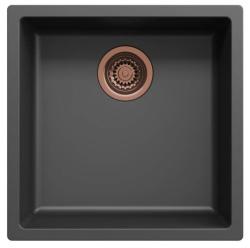 Pia de fibra Ausmann preta 40x40cm para embutir, sobrepor e instalar ao nível da bancada com plugue automático de cobre 1208971852