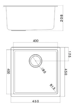 Ausmann Fibre pia preta 40x40cm de embutir, sobrepor e instalar ao nível com plugue de metal automático gun metal 1208971854