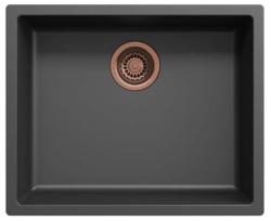 Pia de fibra Ausmann preta 50x40cm de embutir, sobrepor e montagem plana com plugue de cobre automático 1208971858