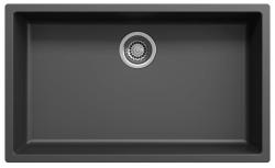 Ausmann Fibre preto grande pia 70x40cm embutida, sobreposta e de montagem plana com plugue automático de aço inoxidável 1208971861
