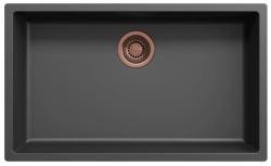 Ausmann Fibre preto grande pia de 70x40cm para embutir, sobrepor e montagem plana com plugue de cobre automático 1208971863