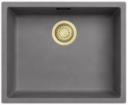 Ausmann Fibre betão cinza pia de 50x40cm para embutir, sobrepor e instalar na superfície com plugue dourado 1208971885