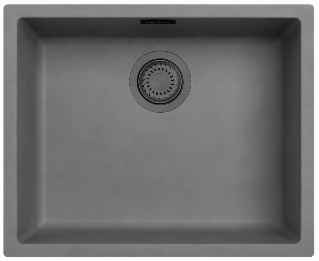 Ausmann Fibre betão cinza pia de 50x40cm para submontagem, montagem e instalação plana com plugue de metal de arma 1208971886
