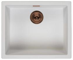 Pia de fibra Ausmann branca 50x40cm para embutir, sobrepor e instalar ao nível da bancada com plugue automático de cobre 1208971900