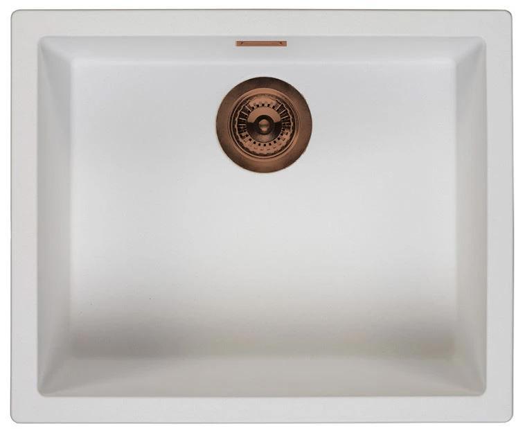 Pia de fibra Ausmann branca 50x40cm para embutir, sobrepor e instalar ao nível da bancada com plugue automático de cobre 1208971900