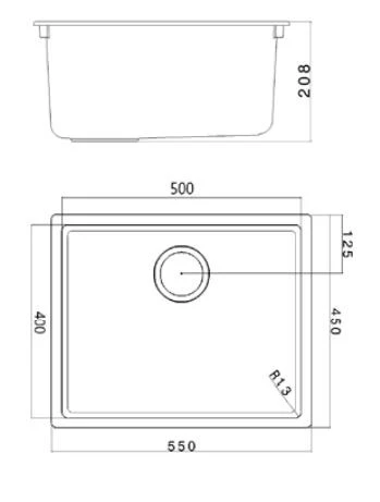 Pia de fibra Ausmann branca 50x40cm para embutir, sobrepor e instalar ao nível da bancada com plugue automático de cobre 1208971900