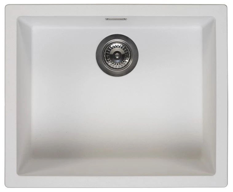 Ausmann Fibre pia branca 50x40cm de submontagem, montagem e embutida com plugue automático de metal de arma 1208971902