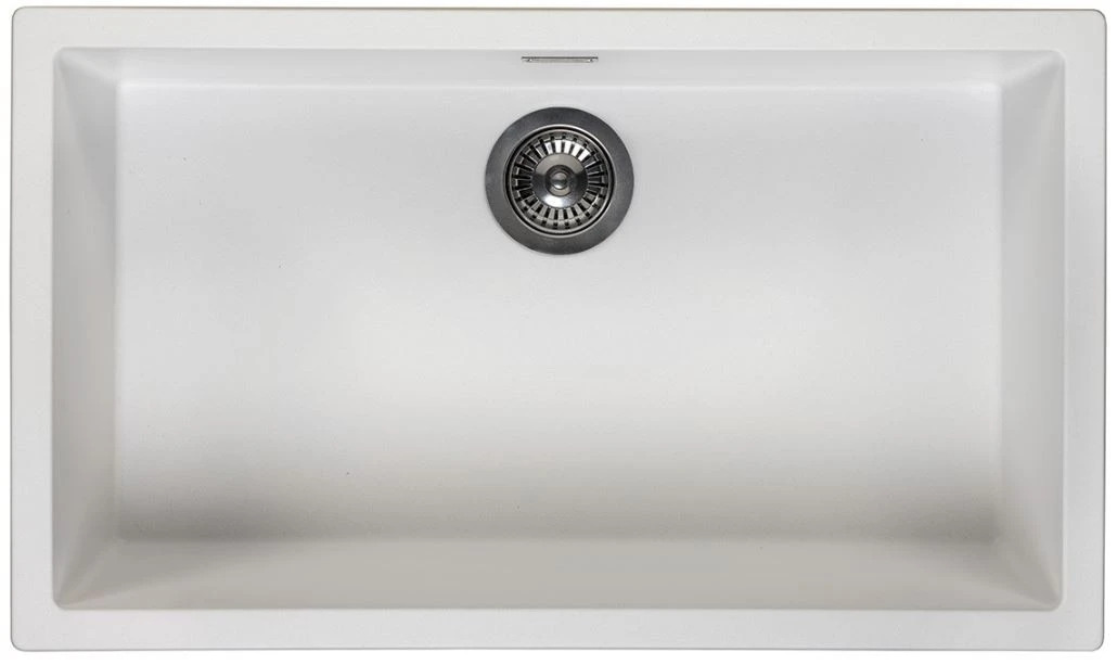Ausmann Fibra branca grande pia de 70x40cm para instalação embutida, sobreposta e plana, com plugue automático de aço inoxidável 1208971904