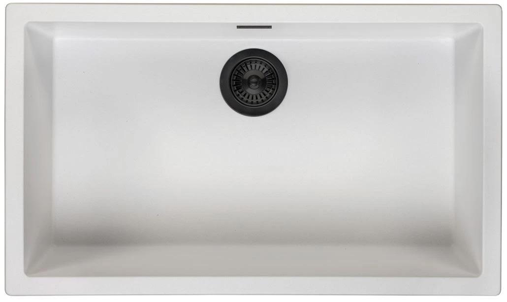 Ausmann Fibre branco grande pia 70x40cm para instalação inferior, superior e nivelada com plugue automático preto 1208971905