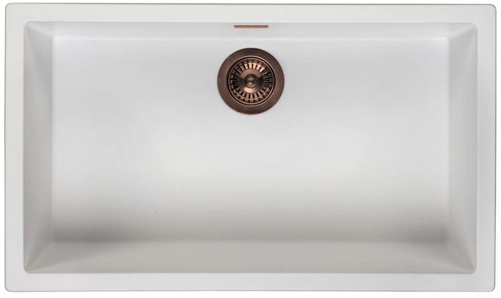 Ausmann Fibra branca grande pia de 70x40cm para embutir, sobrepor e instalar ao nível com plug automático de cobre 1208971906