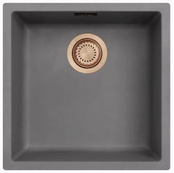 Ausmann Fibre betão pia cinza 40x40cm de embutir, sobrepor e instalação nivelada com plugue automático de cobre 1208971912