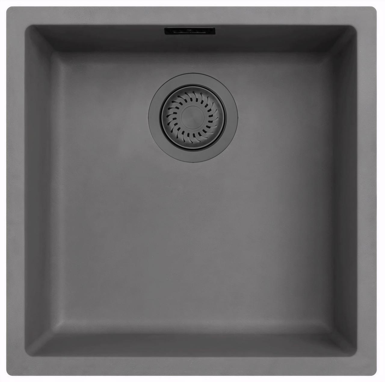 Ausmann Fibre pia de concreto cinza 40x40cm de embutir, sobrepor e instalação plana com plugue automático de metal de arma 1208971914
