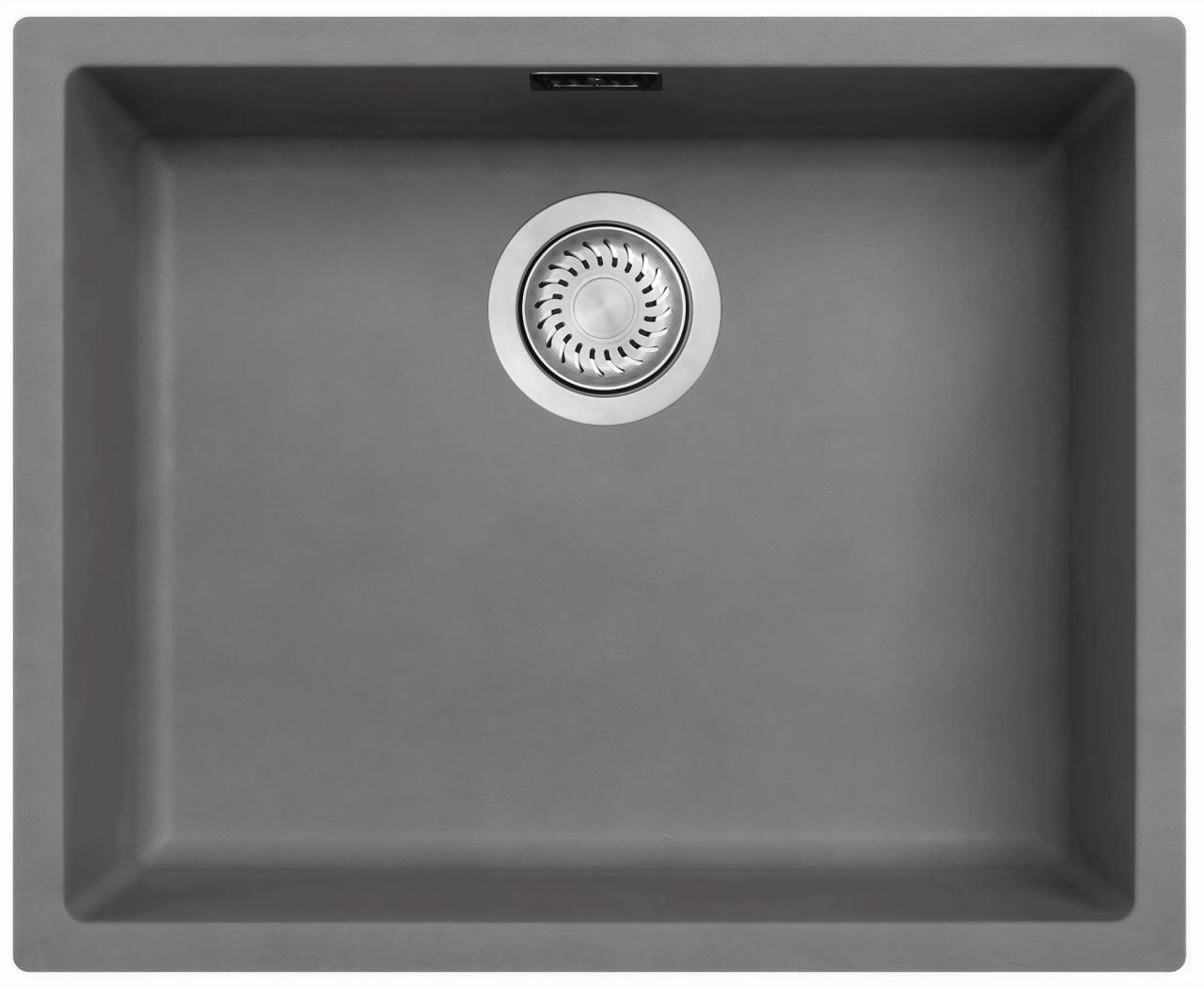 Ausmann Fibre betão pia cinza 50x40cm submontagem, montagem e embutido com plugue automático RVS 1208971915