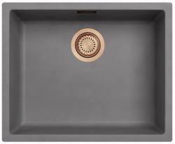 Ausmann Fibre betão pia cinza 50x40cm submontagem, montagem e instalação plana com plugue automático de cobre 1208971917