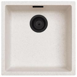 Ausmann Fibre pia de areia branca 40x40cm para embutir, sobrepor e instalar ao nível com plugue automático preto 1208971926