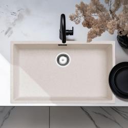 Ausmann Fibre areia branca grande pia de 70x40cm para embutir, sobrepor e instalar na superfície com plug automático de aço inoxidável 1208971935