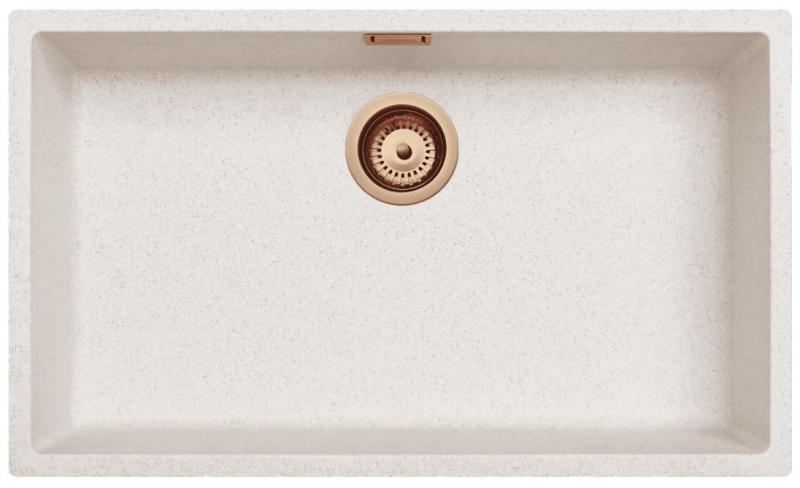 Ausmann Fiber sand white large sink 70x40cm undermount, topmount and flushmount with automatic copper plug 1208971937