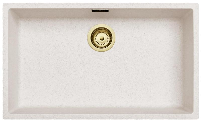 Ausmann Fibre sand white large sink 70x40cm undermount, countertop and flush mount with automatic gold plug 1208971938