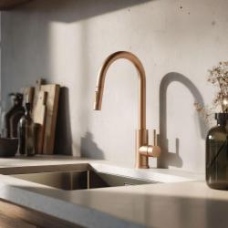 Pure.Sink Elite Steel Stream-S torneira de cozinha em cobre PVD com bico retrátil PS8045-62