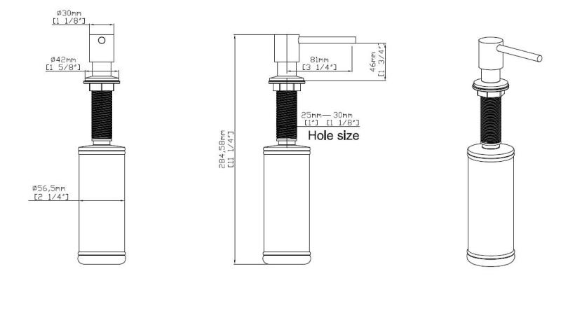 Pure.Sink Elite Steel Shine embutido Dispensador de Sabão PVD cobre recarregável de cima PS9010-62