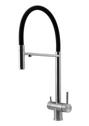 Pure.Sink Elite Steel Flex Torneira de cozinha de aço inoxidável de 3 vias com bico flexível e água filtrada PS8110-02