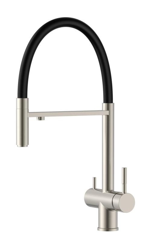Pure.Sink Elite Steel Flex Torneira de cozinha de aço inoxidável de 3 vias com bico flexível e água filtrada PS8110-02