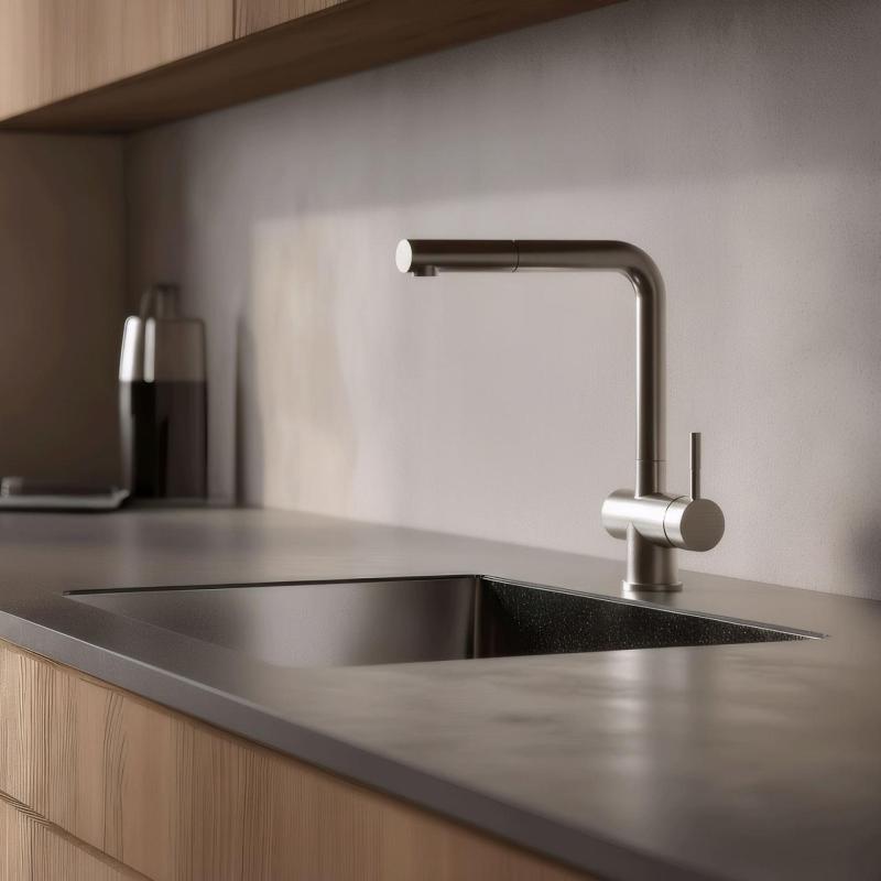 Pure.Sink Elite Steel Pulse-S kitchen faucet stainless steel with extendable spout and spray mode PS8500-02