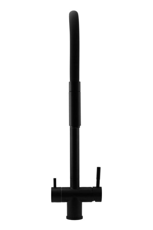 Pure.Sink Elite Aço Flex 3-vias Torneira de cozinha preta fosca com saída flexível e Água Filtrada PS8110-10