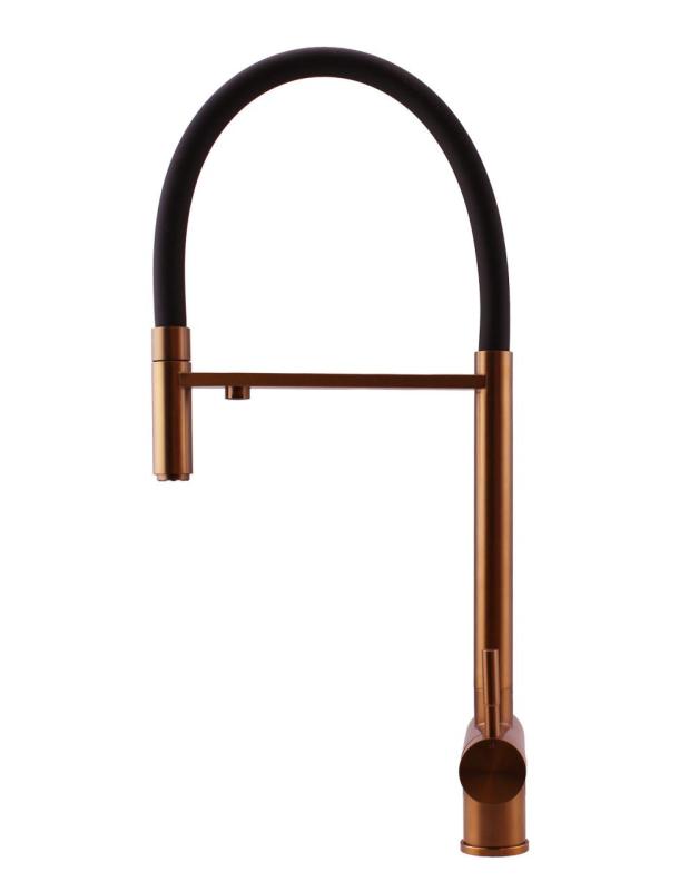 Pure.Sink Elite Steel Flex Torneira de cozinha em cobre PVD de 3 vias com bico flexível e água filtrada PS8110-62