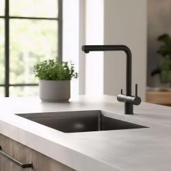 Pure.Sink Elite Aço Clear-S Mat preto Torneira de cozinha de 3 vias com Bico Retrátil e Água Filtrada PS8120-10