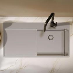 Pure.Sink Exclusivo Pia em aço inoxidável com escorredor 100x52 cm Torneira à direita PEX47100RT-02