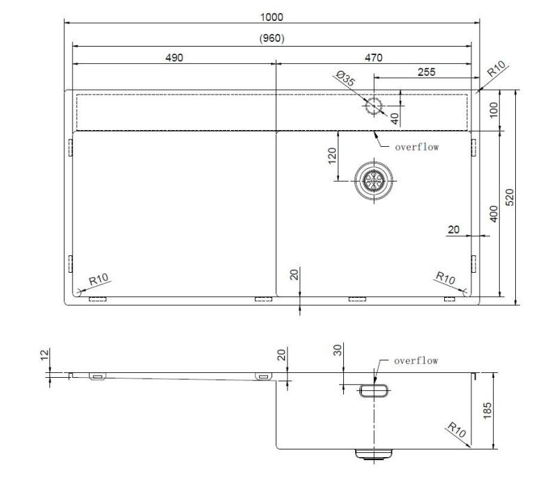 Pure.Sink Exclusivo Pia dourada com escorredor 100x52 cm Torneira à direita PEX47100RT-60