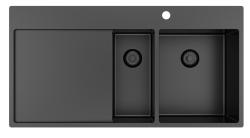 Pure.Sink Exclusivo Pia Gun Metal 1,5 com escorredor 100x52 cm Torneira Tapwing direita PEX3418100RT-61