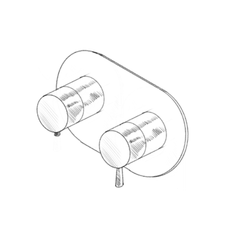 MURO TUA Torneira termostática embutida para chuveiro com 2 saídas cromada M1.B32T.S.CR