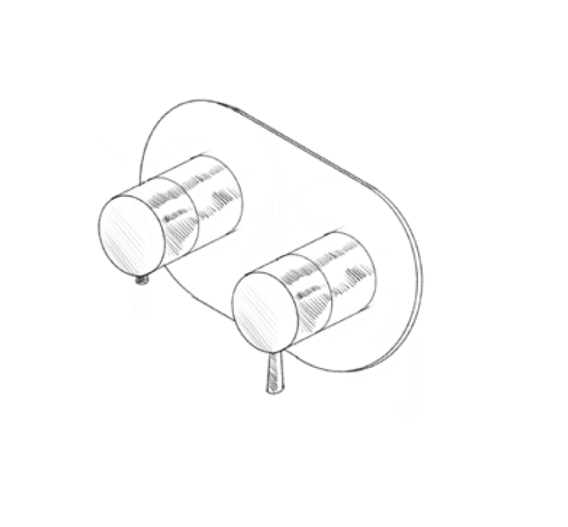 MURO TUA Torneira termostática embutida para chuveiro com 3 saídas cromada M1.B33T.S.CR