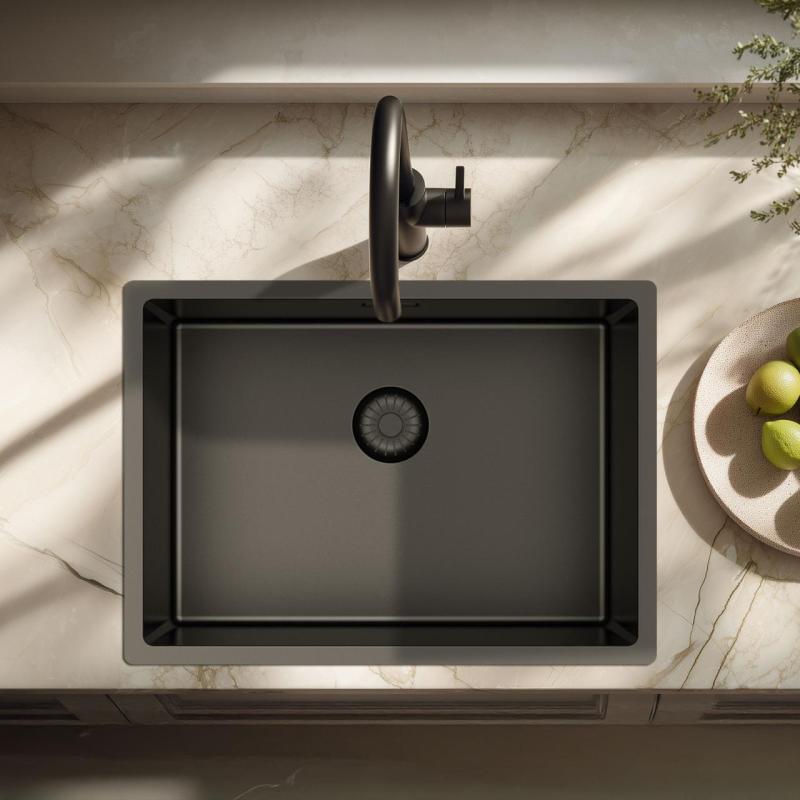 Pure.Sink Exclusivo Pia especial de 35 cm de comprimento em metal escuro 50 x 35 cm, raio de 10 mm PEX5035-61