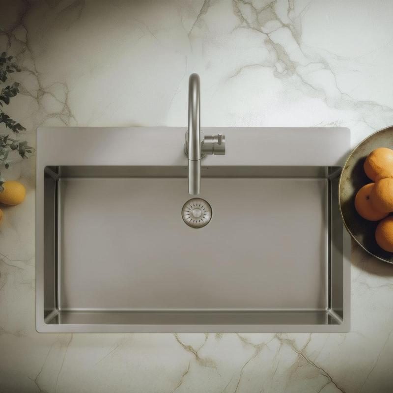 Pure.Sink Exclusivo Pia grande em aço inoxidável 75x40 cm Tapwing com orifício para torneira PEX7540T-02