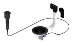 Pure.Sink Universal Conjunto de drenagem preto mate, incluindo botão de pressão com tampão, mais transbordamento retangular e redondo WSTAUT-31