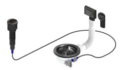 Pure.Sink Universal Conjunto de drenagem em metal cinza, incluindo botão de pressão com tampão, além de transbordamento retangular e redondo WSTAUT-61