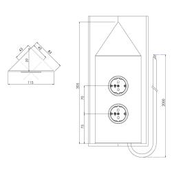 Indux Corner Coluna de energia com 2 tomadas Randaarde Hoek Gun metal 1208972286