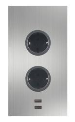 Indux Corner Coluna de energia com 2 tomadas com ligação à terra e 2 carregadores USB em aço inoxidável 1208972296