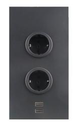 Indux Corner Coluna de energia com 2 tomadas com ligação à terra e 2 carregadores USB Preto 1208972297