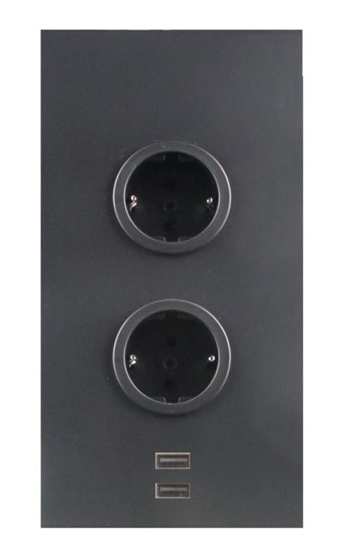 Indux Corner Coluna de energia com 2 tomadas com ligação à terra e 2 carregadores USB Preto 1208972297