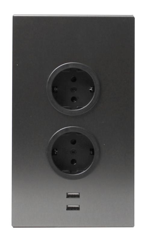Indux Corner Coluna de energia com 2 tomadas com ligação à terra e 2 carregadores USB Gun metal 1208972299