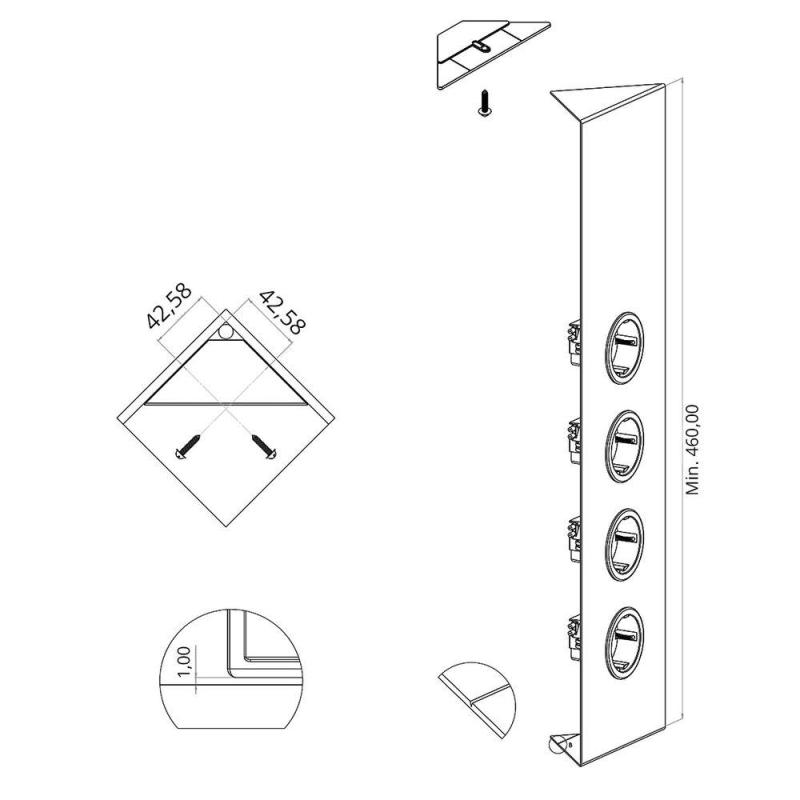 Indux Corner Coluna de energia com 4 tomadas com ligação à terra Preto 1208972307