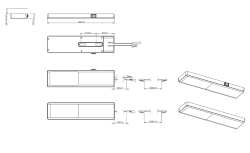 Indux Nivo Conjunto LED para cozinha 3x3 W com interruptor central, acabamento alumínio 1208972334